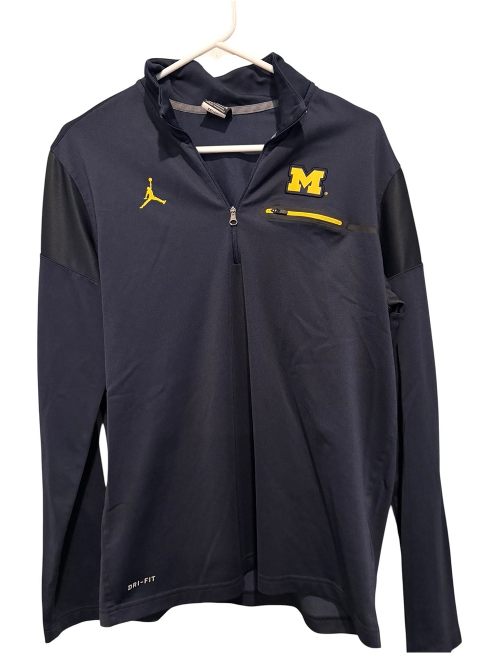Jordan Dri-Fit Michigan Navy ¼ Zip Sweatshirt. Size M